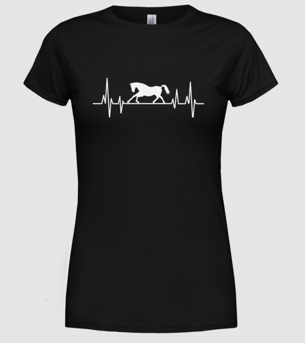 horse heartbeat model negru pe tricou