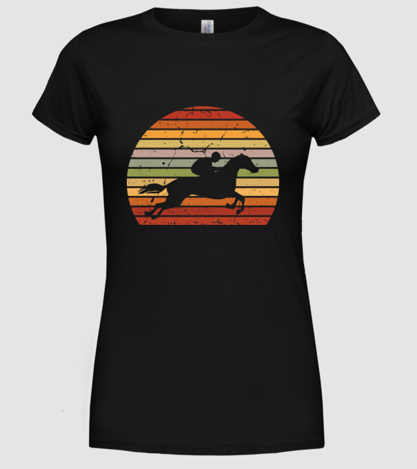 horse race model negru pe tricou