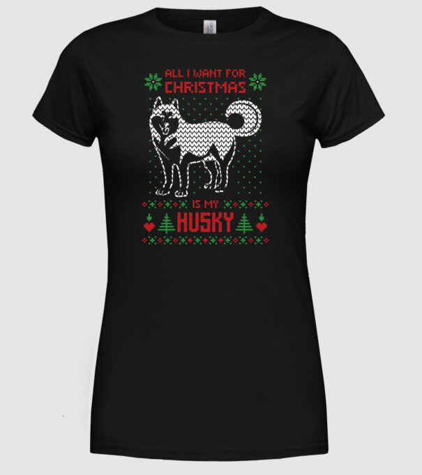 Husky model negru pe tricou