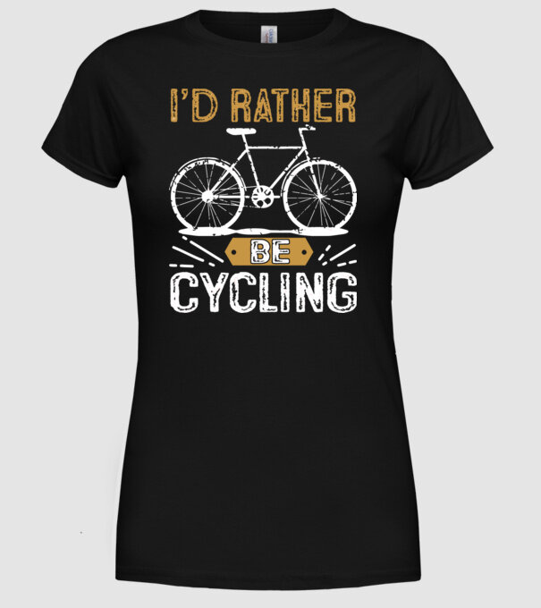 I'd rather be cycling model negru pe tricou