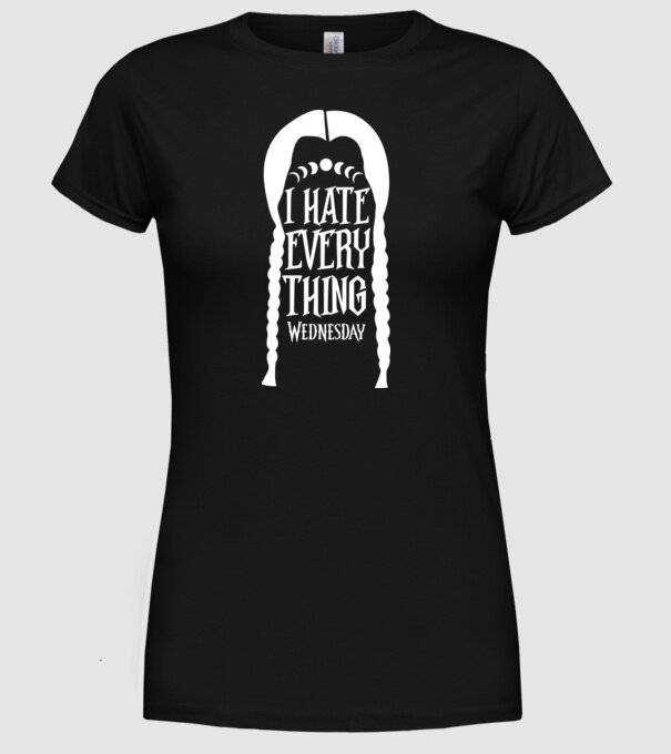 I hate everything model negru pe tricou