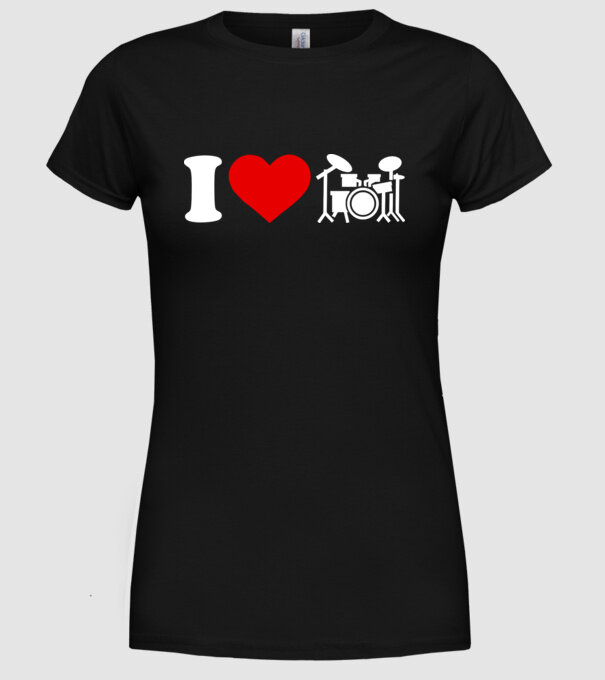 I love drum model negru pe tricou