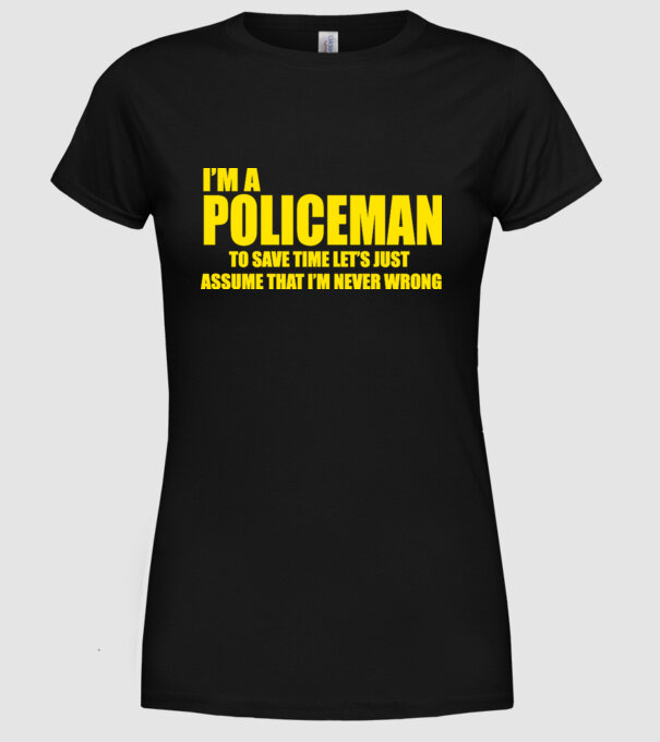 'I''m a policeman' model negru pe tricou
