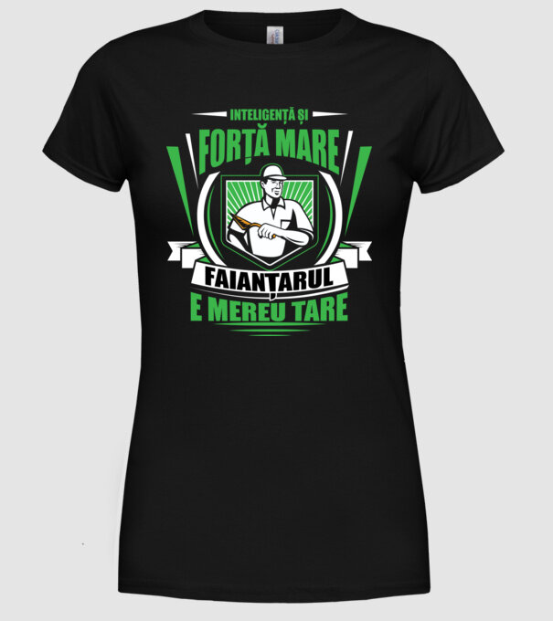 Inteligență și forță mare, faianțarul e mereu tare model negru pe tricou