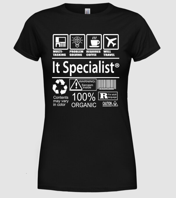 IT specialist model negru pe tricou