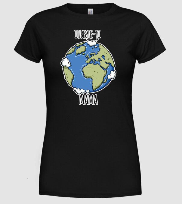 iubește-ți mama model negru pe tricou