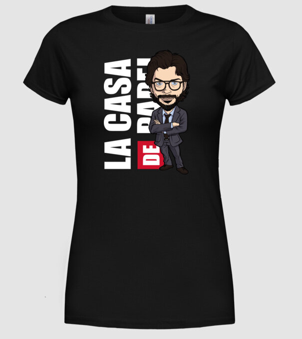 la cas de papel professor model negru pe tricou