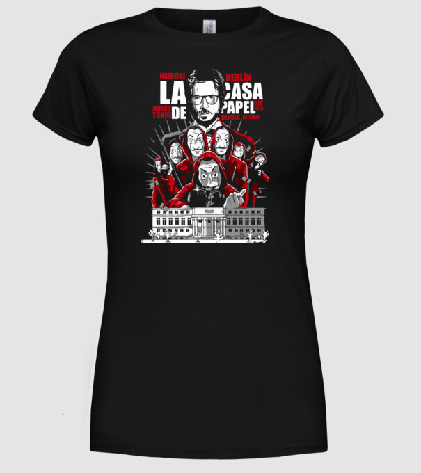 la casa de papel family model negru pe tricou