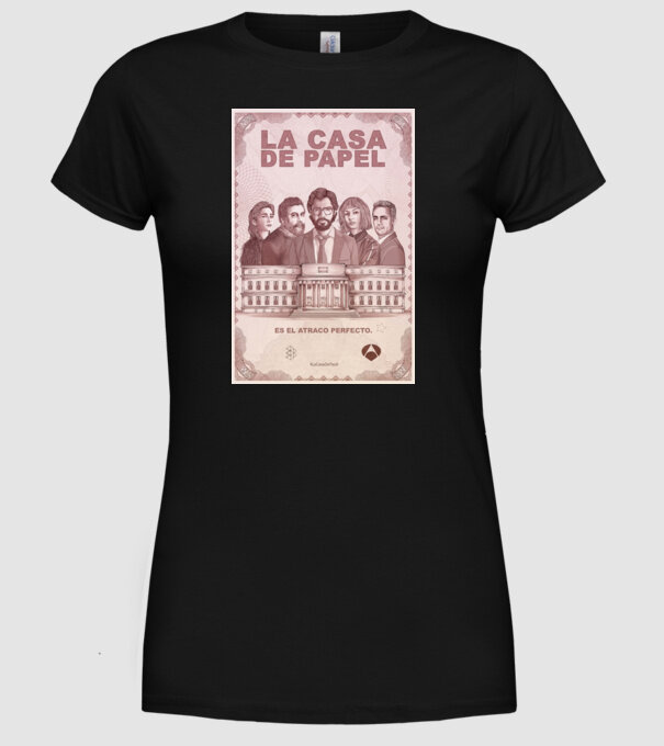 la casa de papel poster model negru pe tricou