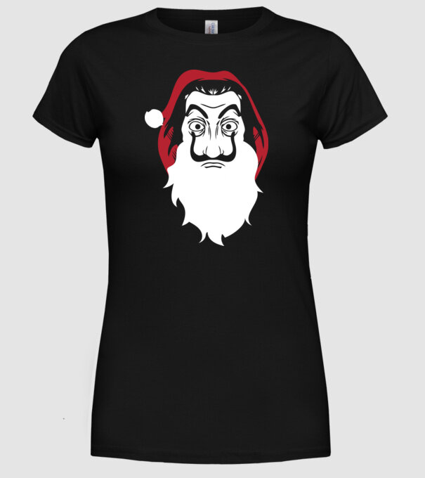 la casa de papel santa model negru pe tricou