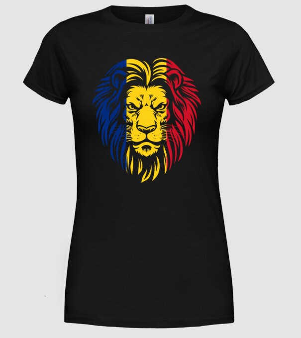 Leul românesc model negru pe tricou