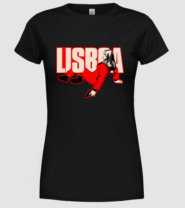 lisboa la casa de papel model negru pe tricou