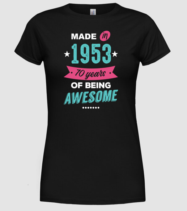 Made in 1953 model negru pe tricou