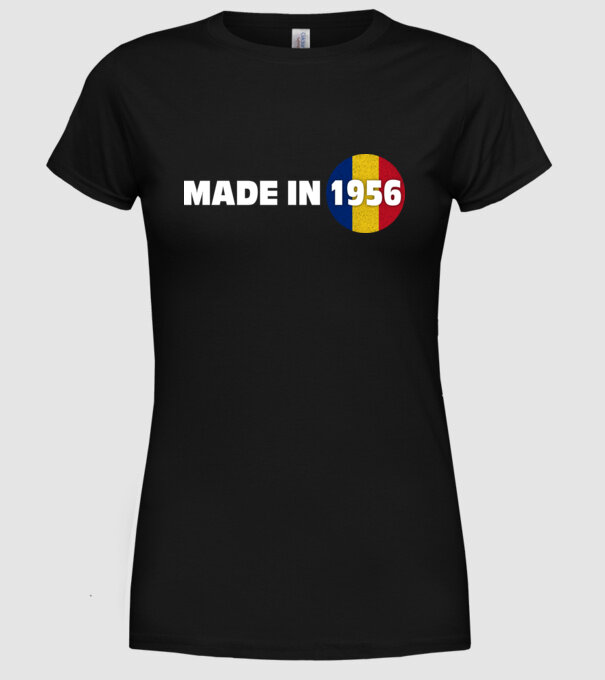 made in 1956 retro vintage model negru pe tricou