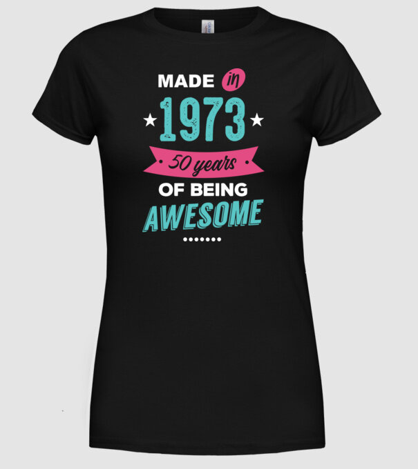 Made in 1973 model negru pe tricou