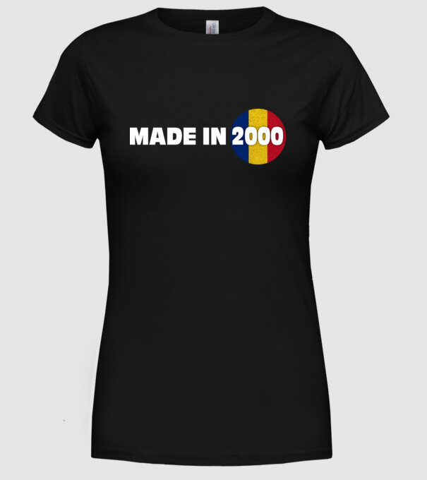 Made in 2000 model negru pe tricou