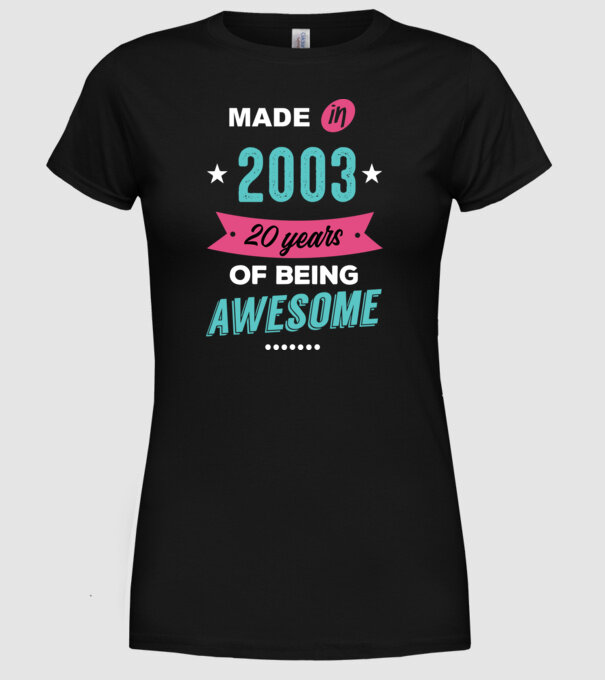MADE IN 2003 model negru pe tricou