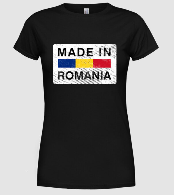 made in romania model negru pe tricou
