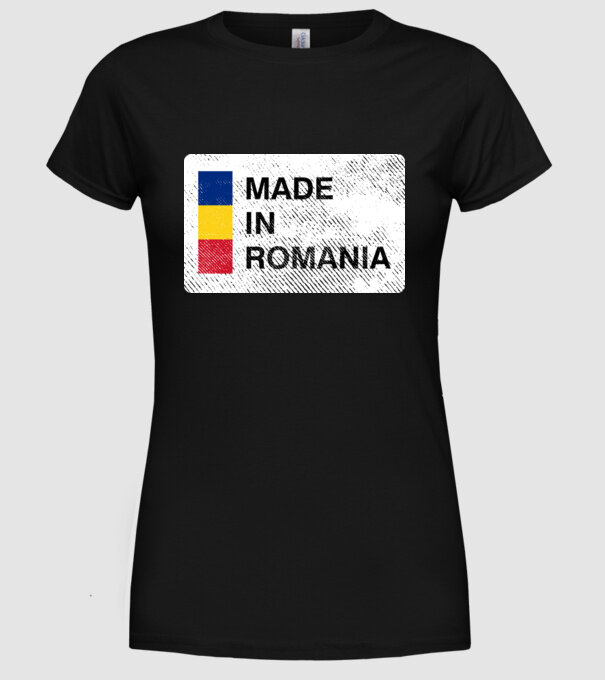 made in romania model negru pe tricou