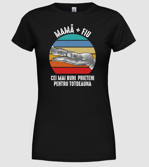 Mamă + fiu - Cei mai buni prieteni pentru totdeauna model negru pe tricou