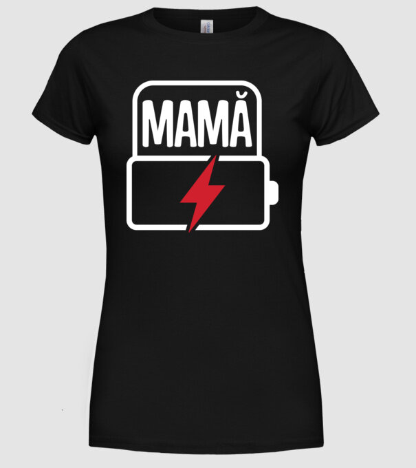 Mamă la încărcat model negru pe tricou