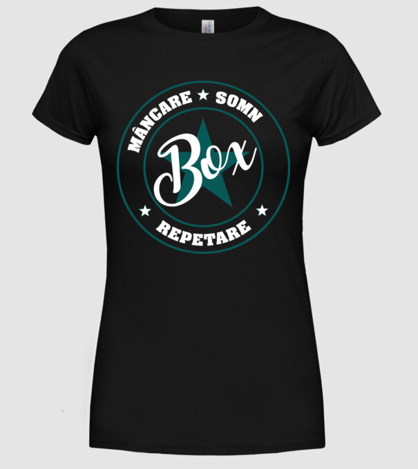 mâncare somn box reluare model negru pe tricou