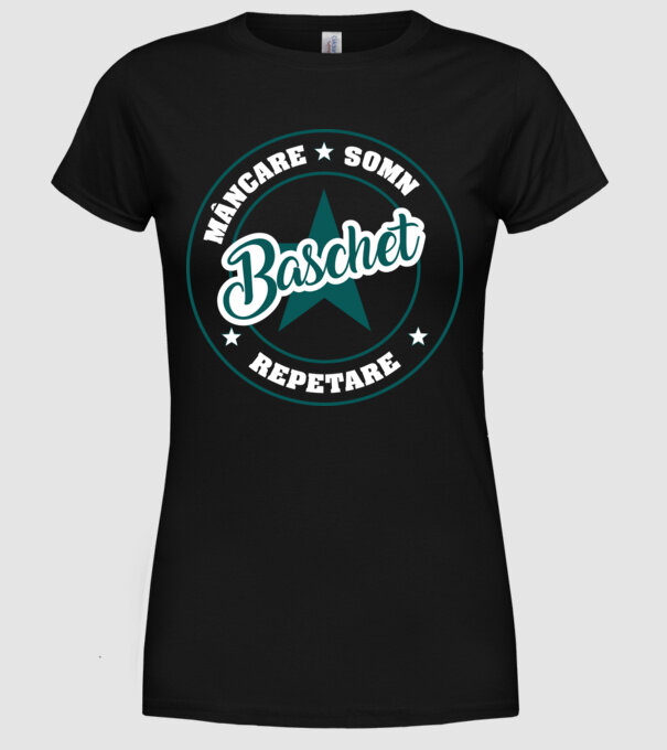 mâncare somn repetare BASCHET model negru pe tricou