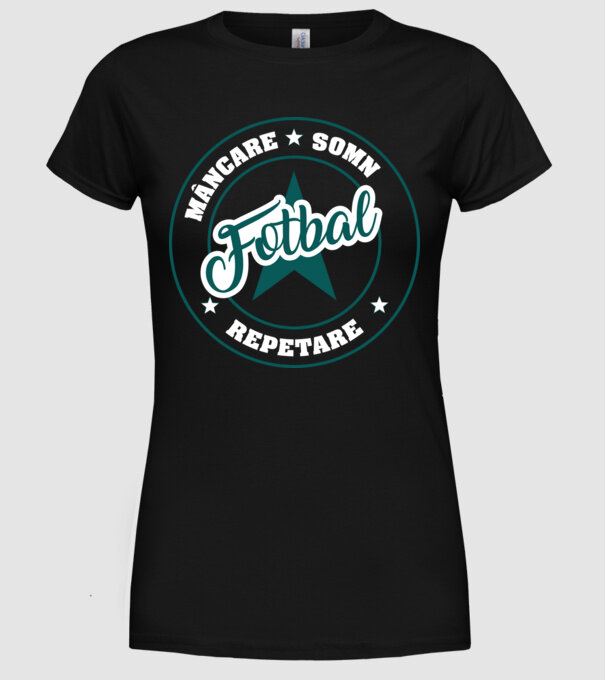 mâncare somn repetare FOTBAL model negru pe tricou