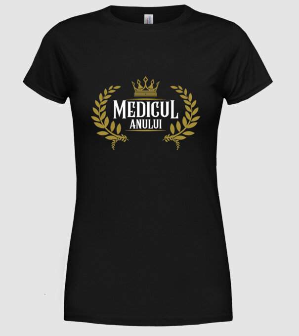 Medicul anului model negru pe tricou