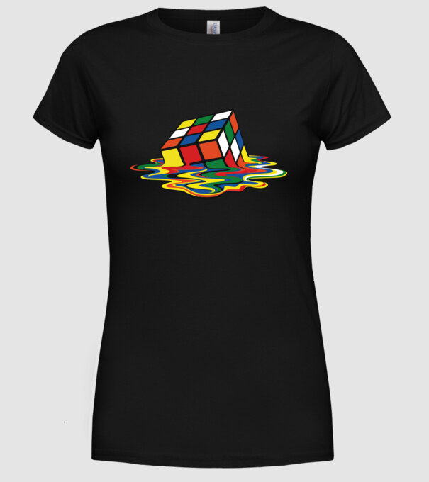 Melting Rubik model negru pe tricou