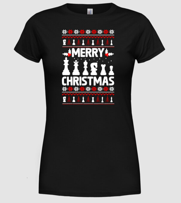 merry chessmass 2 model negru pe tricou