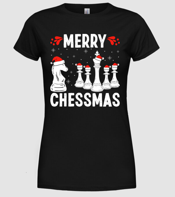 merry chessmass model negru pe tricou