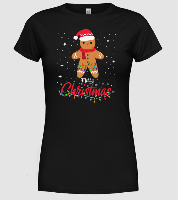 Merry christmas cookie model negru pe tricou