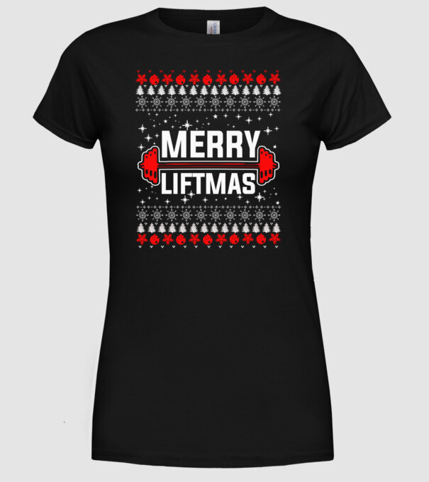 Merry liftmas 1 model negru pe tricou