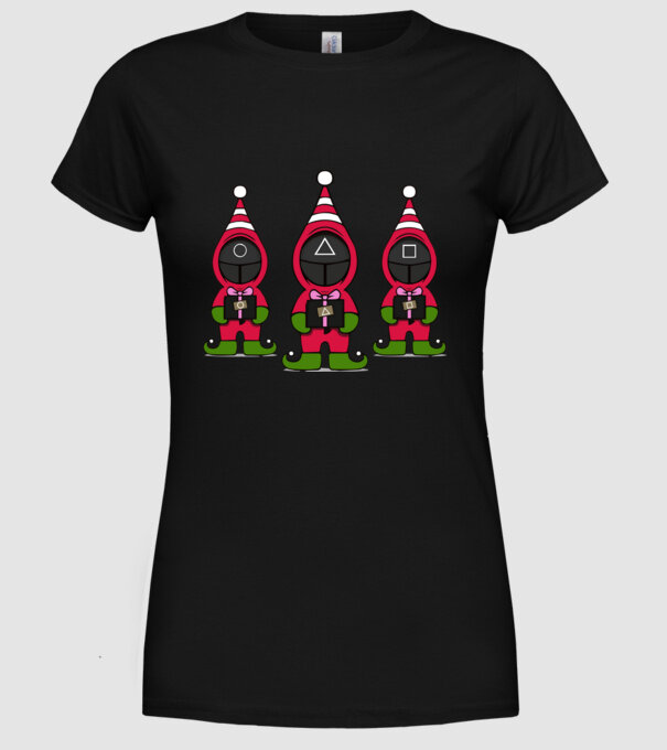 merry squid game model negru pe tricou