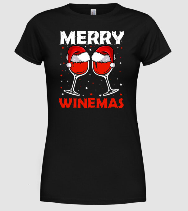 Merry winemas model negru pe tricou