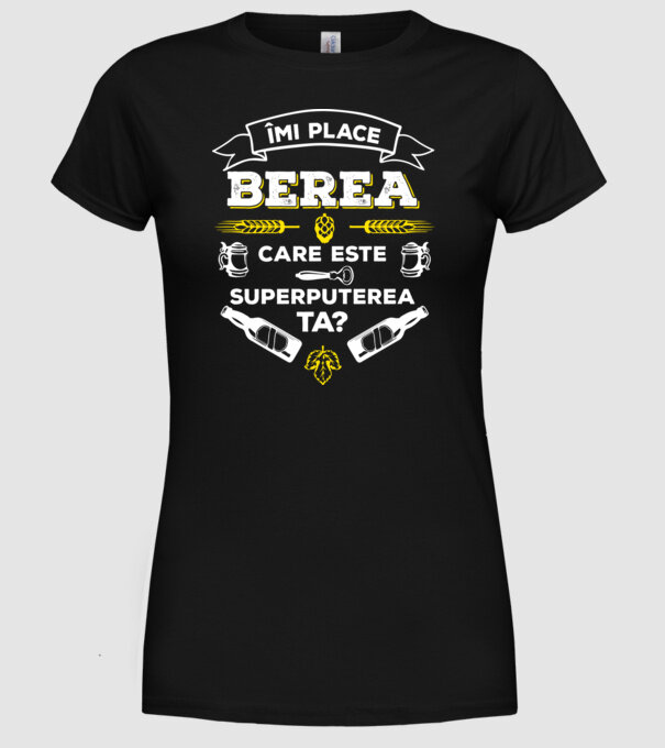 îmi place berea, care este superputerea ta? model negru pe tricou
