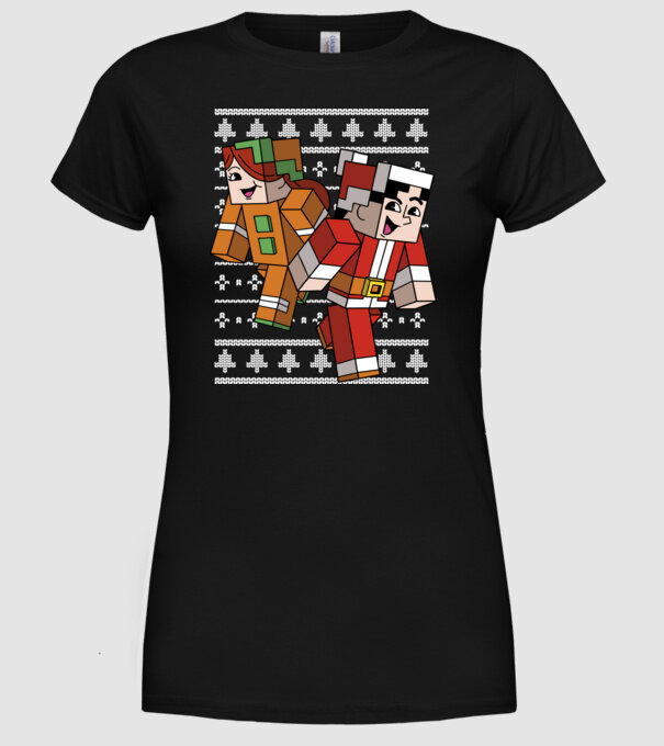Minecraft christmas ugly sweater model negru pe tricou