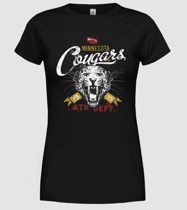 Minesota Cougars  TEXTURED model negru pe tricou