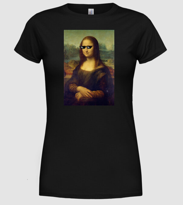 Mona Lisa Deal with it model negru pe tricou