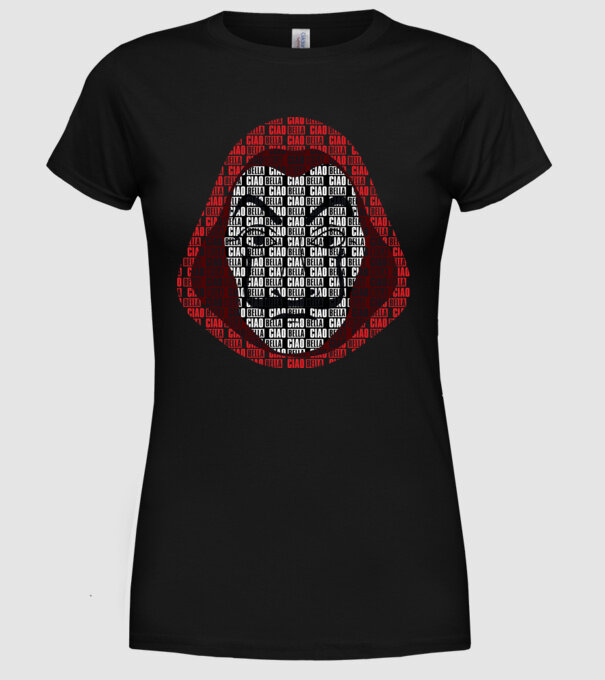 money heist ciao bella model negru pe tricou