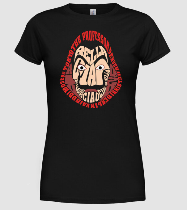 money heist logo names model negru pe tricou
