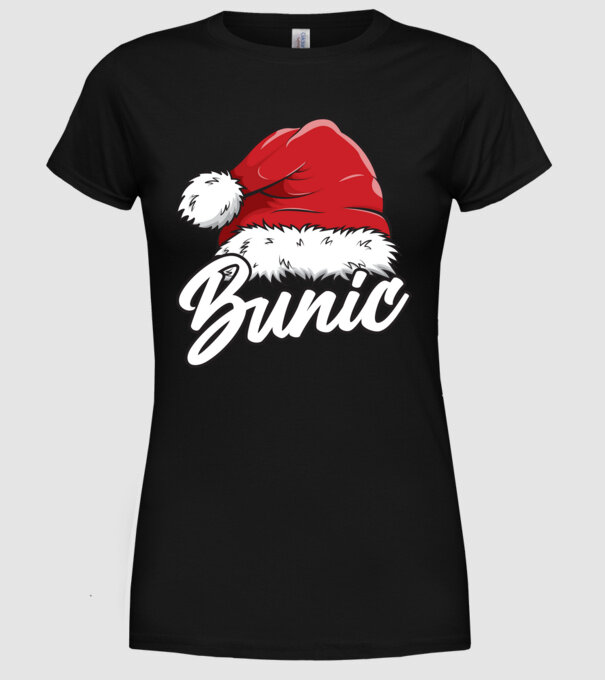 bunic Santa Hat model negru pe tricou