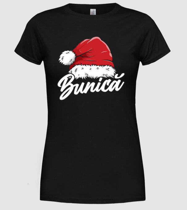 bunică Santa Hat model negru pe tricou