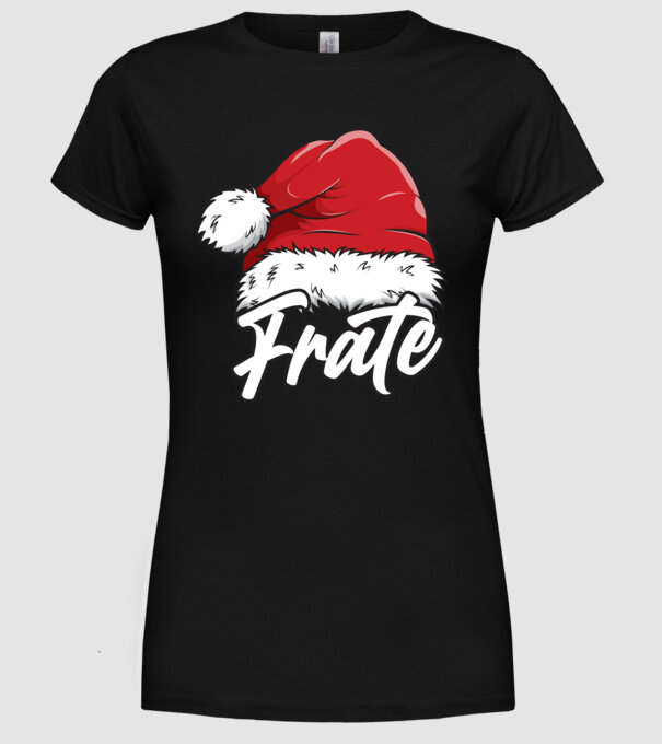 frate Santa Hat model negru pe tricou