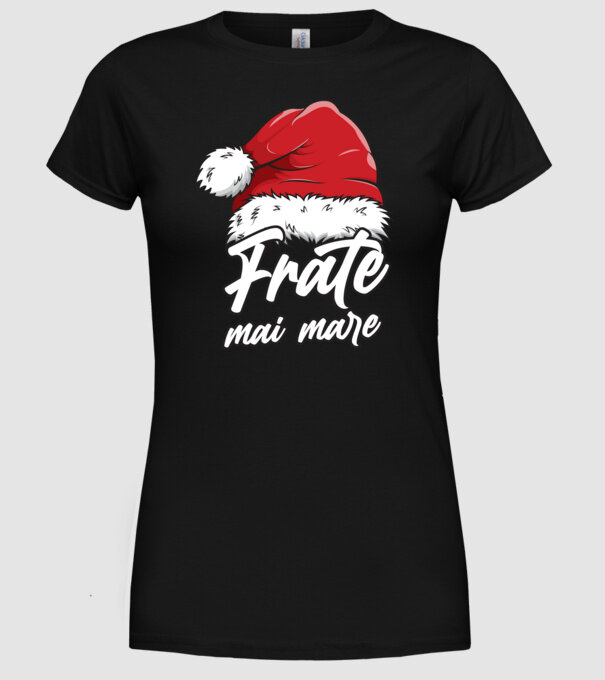 frate mai mare Santa Hat model negru pe tricou