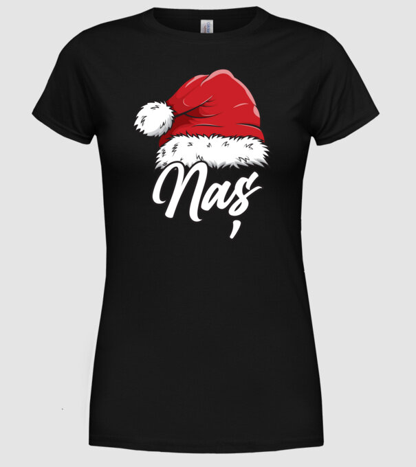 naș Santa Hat model negru pe tricou