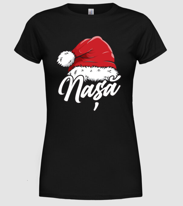 nașă Santa Hat model negru pe tricou