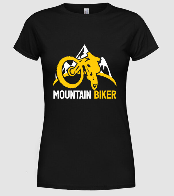 mountain biker model negru pe tricou