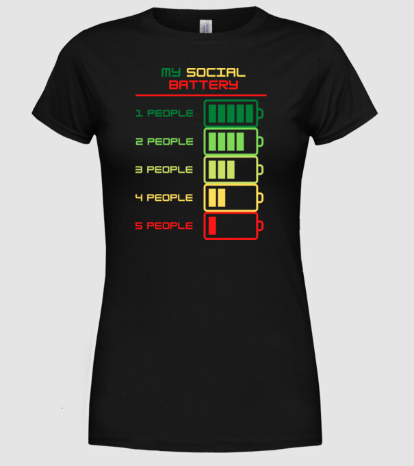 My social battery model negru pe tricou